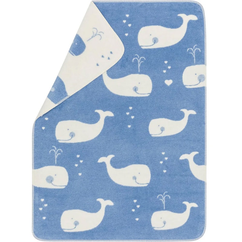 Maja Babyteppe 75x100 cm Whales allover, Blå / Beige