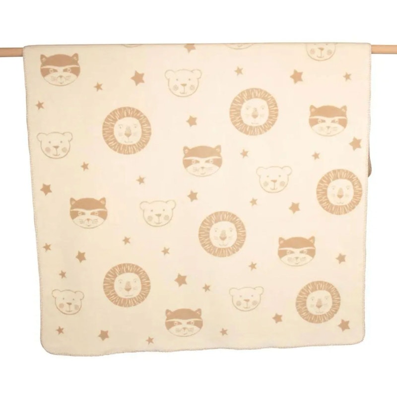 Mila Barnepledd 150x200 cm Lion Raccoon Bear, Off-white