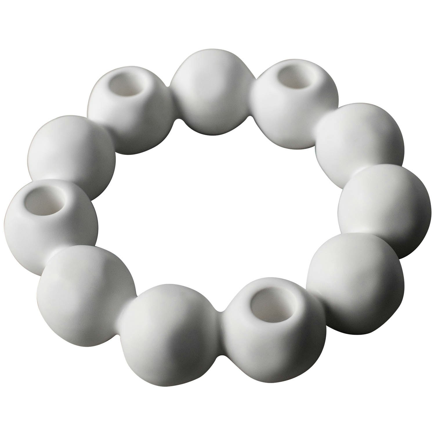 Dbkd Bright Candle Round Beige Lysestake &Oslash;27 Cm  -  Lysestaker Keramikk Hvit - 20221003W