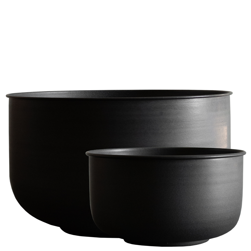 Out Wide Utendørs Gryter 2-pk, Sort