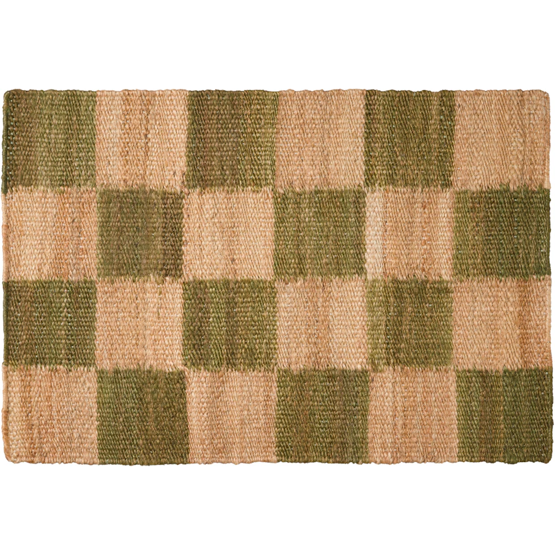 Chess Dørmatte 60x90 cm, Natural Jute / Grønn