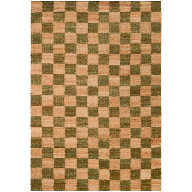 Chess Teppe 180x270 cm, Natural Jute / Grønn