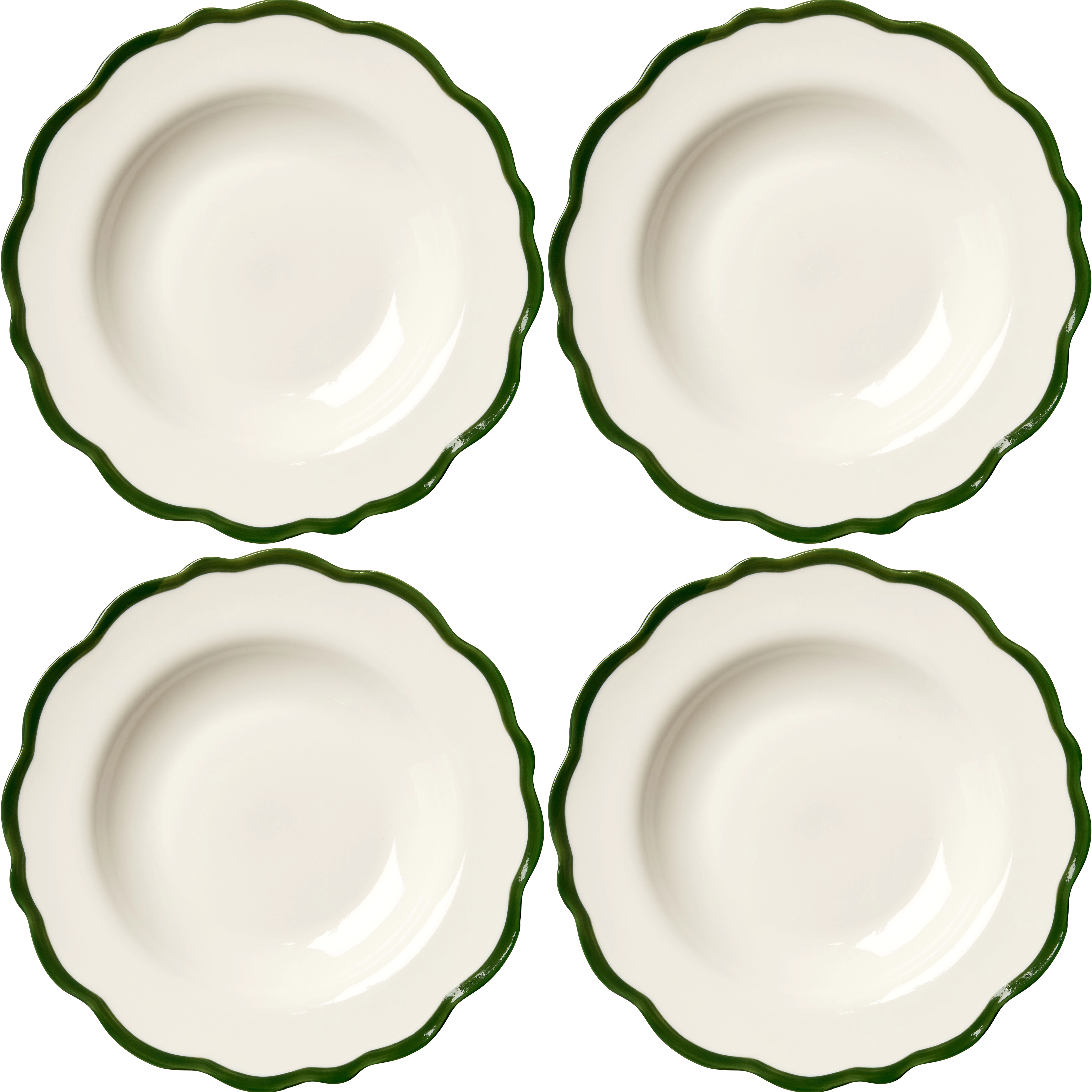 Decotique Fleur Sk&aring;l 23 Cm 4-pk M&oslash;rkegr&oslash;nn -  Serveringssk&aring;ler Keramikk M&oslash;rk Gr&oslash;nn - 427701X4