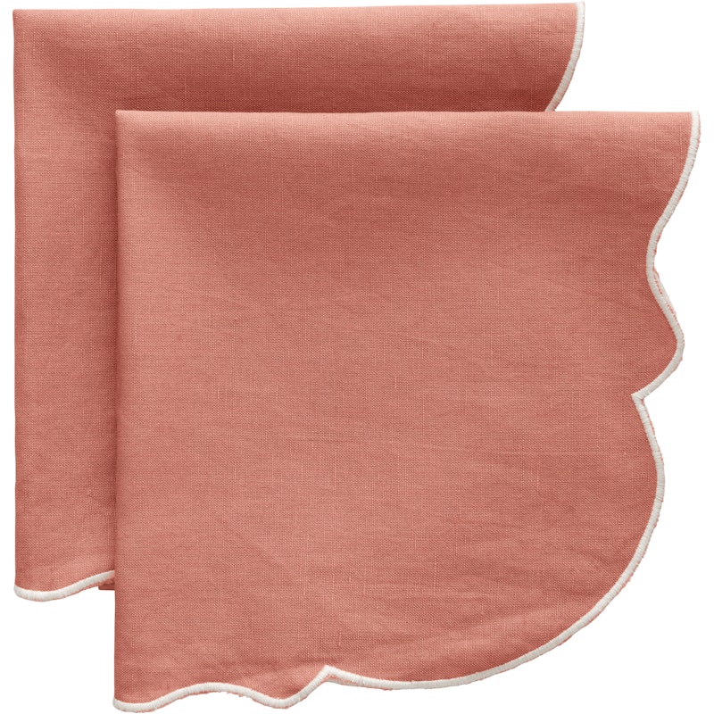 Gia Serviett 45x45 cm 2-pk, Dusty Pink / Hvit