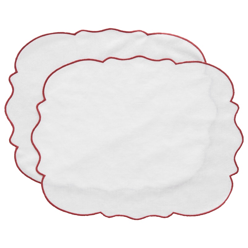 Gia Spisebrikke 35x45 cm 2-pk, Hvit / Vinrød