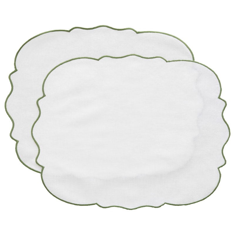 Gia Spisebrikke 35x45 cm 2-pk, Hvit / Grønn