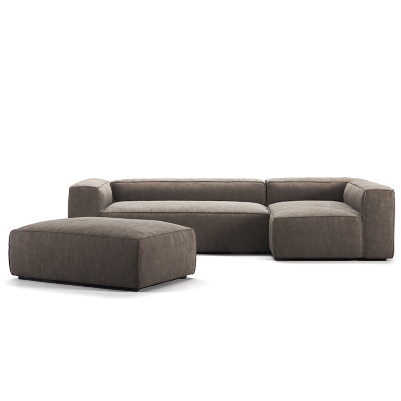 Grand 4-Seter Sofa Divan Høyre åpent endestykke med Fotskammel, Mole Brown