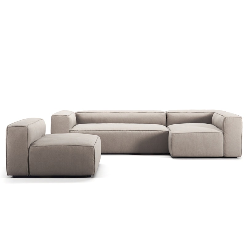 Grand 4-Seter Sofa Divan Høyre med Lenestol, Sandshell Beige