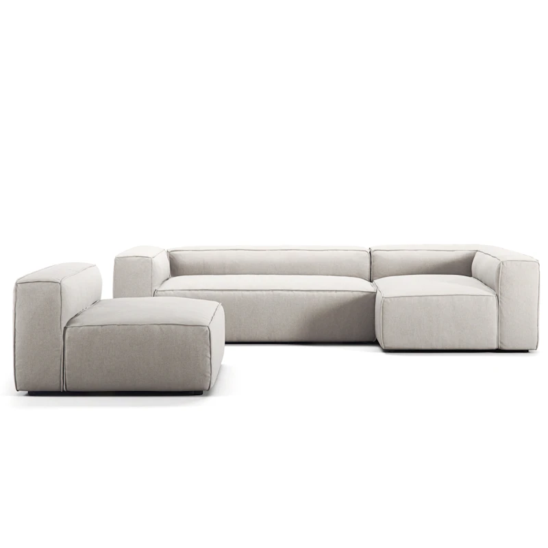Grand 4-Seter Sofa Divan Høyre med Lenestol, Moon White