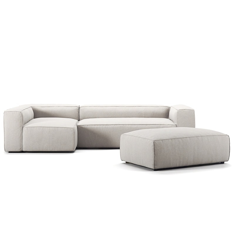 Grand 4-Seter Sofa Divan Venstre åpent endestykke med Fotskammel, Moon White