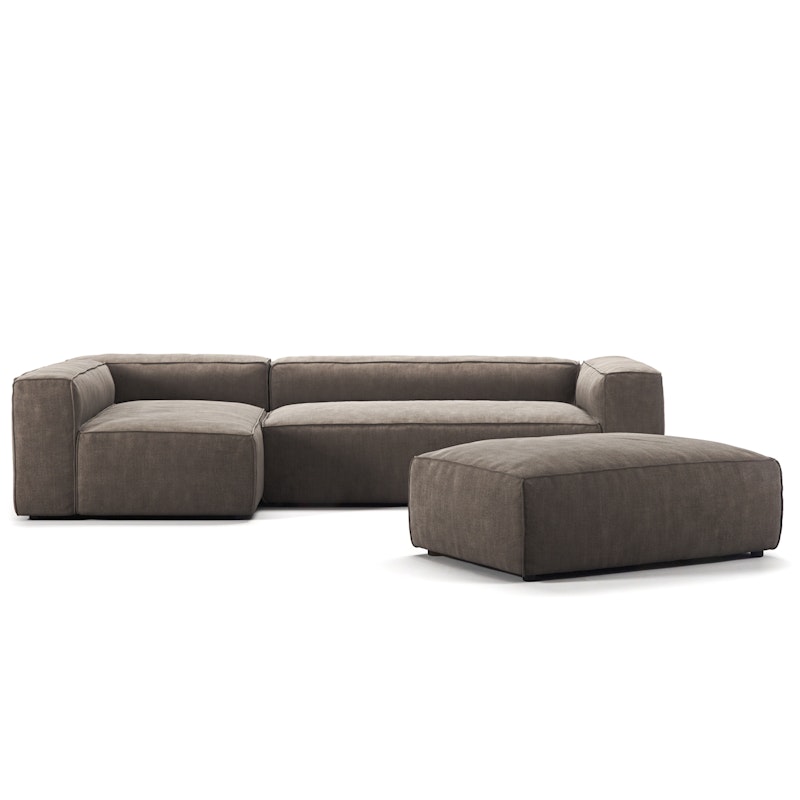 Grand 4-Seter Sofa Divan Venstre åpent endestykke med Fotskammel, Mole Brown