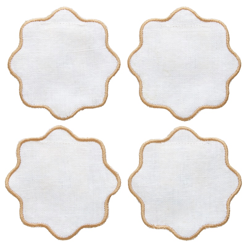 La Tavola Glassunderlegg 10x10 cm, Hvit / Beige