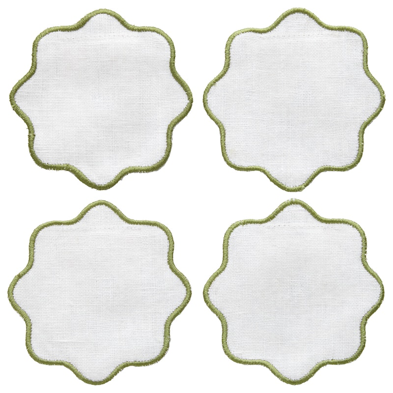 La Tavola Glassunderlegg 10x10 cm, Hvit / Grønn