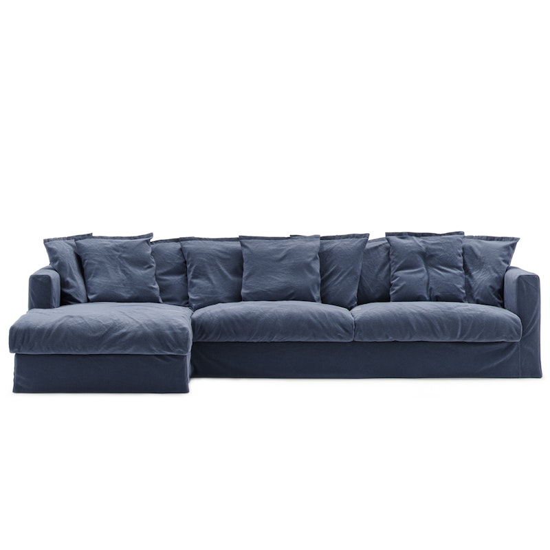 Le Grand Air 3-Seter Sofa Bomull Divan Venstre, Mørkeblå