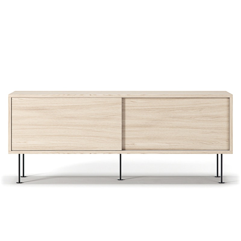 Vogue Mediabenk med Ben 136 cm, White Pigmented Oak / Svart