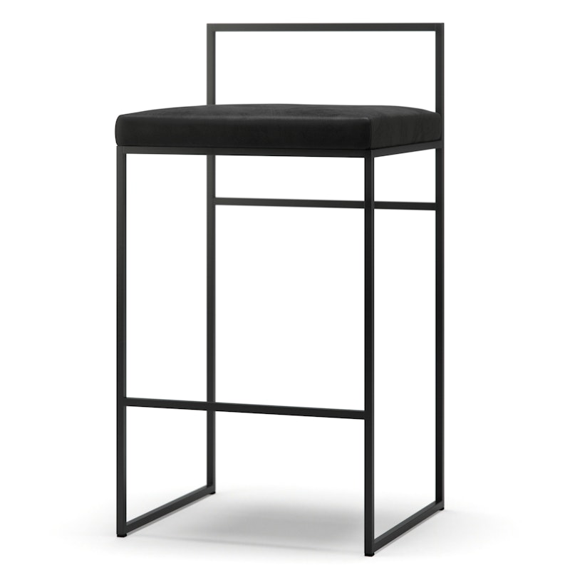 Barstol med Ryggstøtte 80 cm, Svart / Svart Fløyel