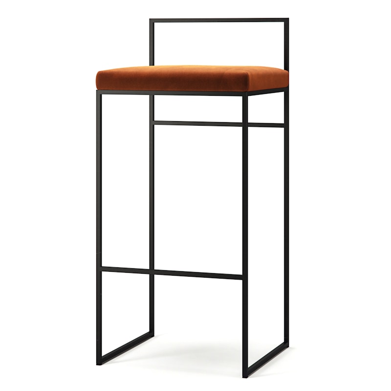 Barstol med Ryggstøtte 90 cm, Sort / Copper Glow Fløyel