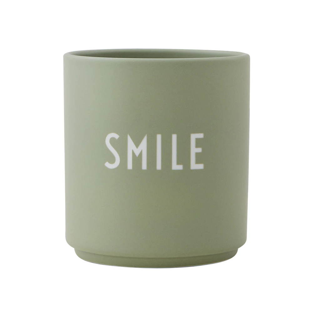 Design Letters Favourite Kopp 25 Cl Smile -  Kaffekopper Benporselen Gr&oslash;nn - 10204100SMILE