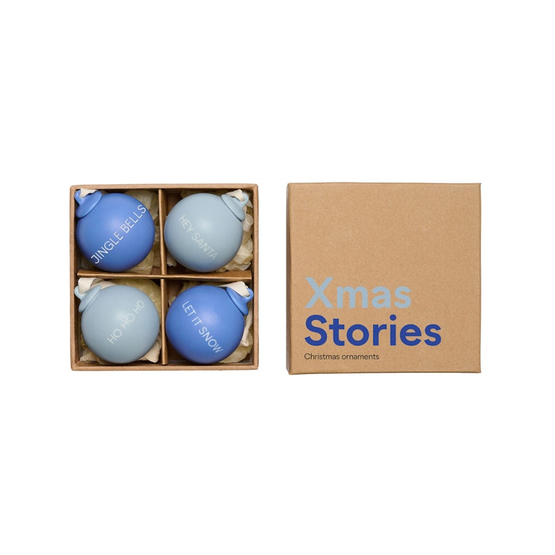 Xmas Stories Julekuler 4 cm 4-pk, Blå