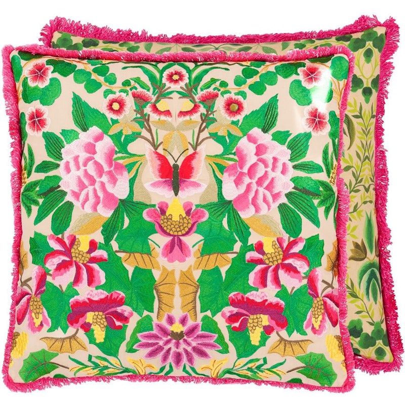 Ikebana Damask Embroidered Pute 50x50 cm, Fuchsia