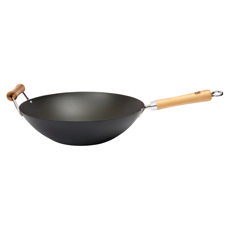 School of Wok Wokpanne Karbonstål Sort, 36 cm