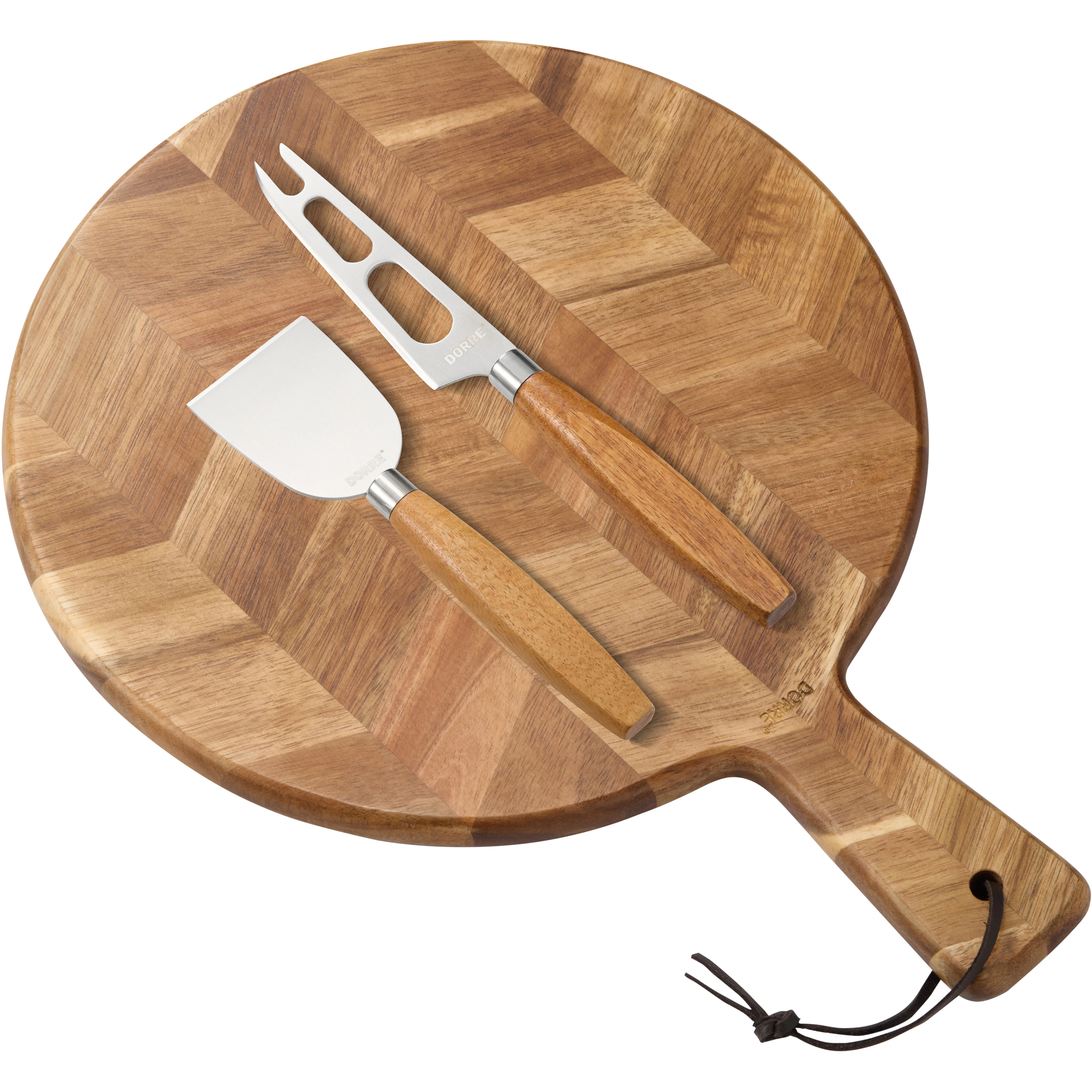 Dorre Sam Serveringsbrett Med 2 Ostekniver -  Serveringsfat Rustfritt St&aring;l Tre - 5-9246