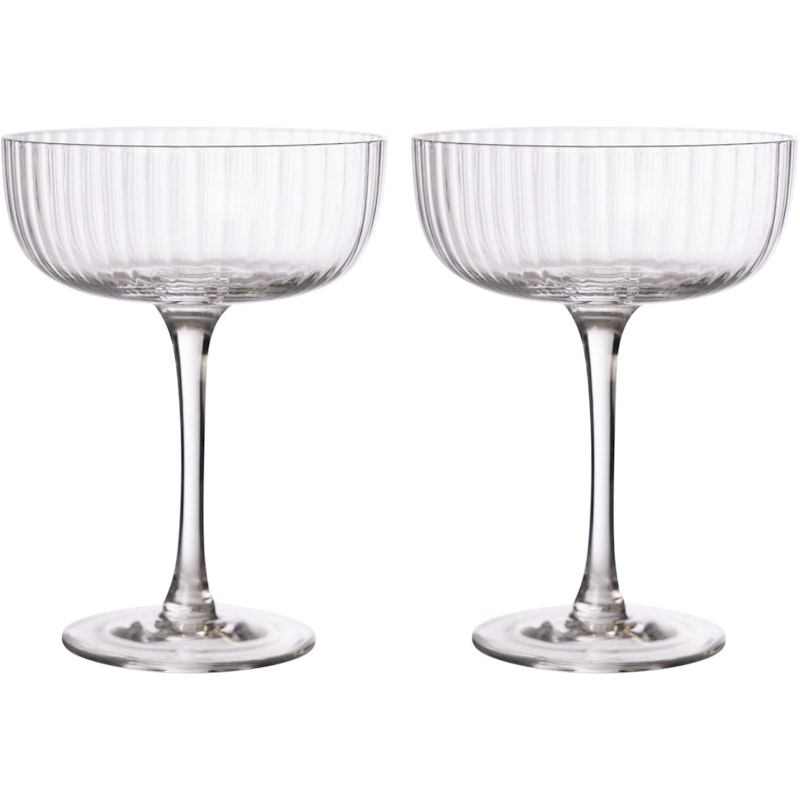 Glass med Fot Riflede 20 cl 2-pk, Klar