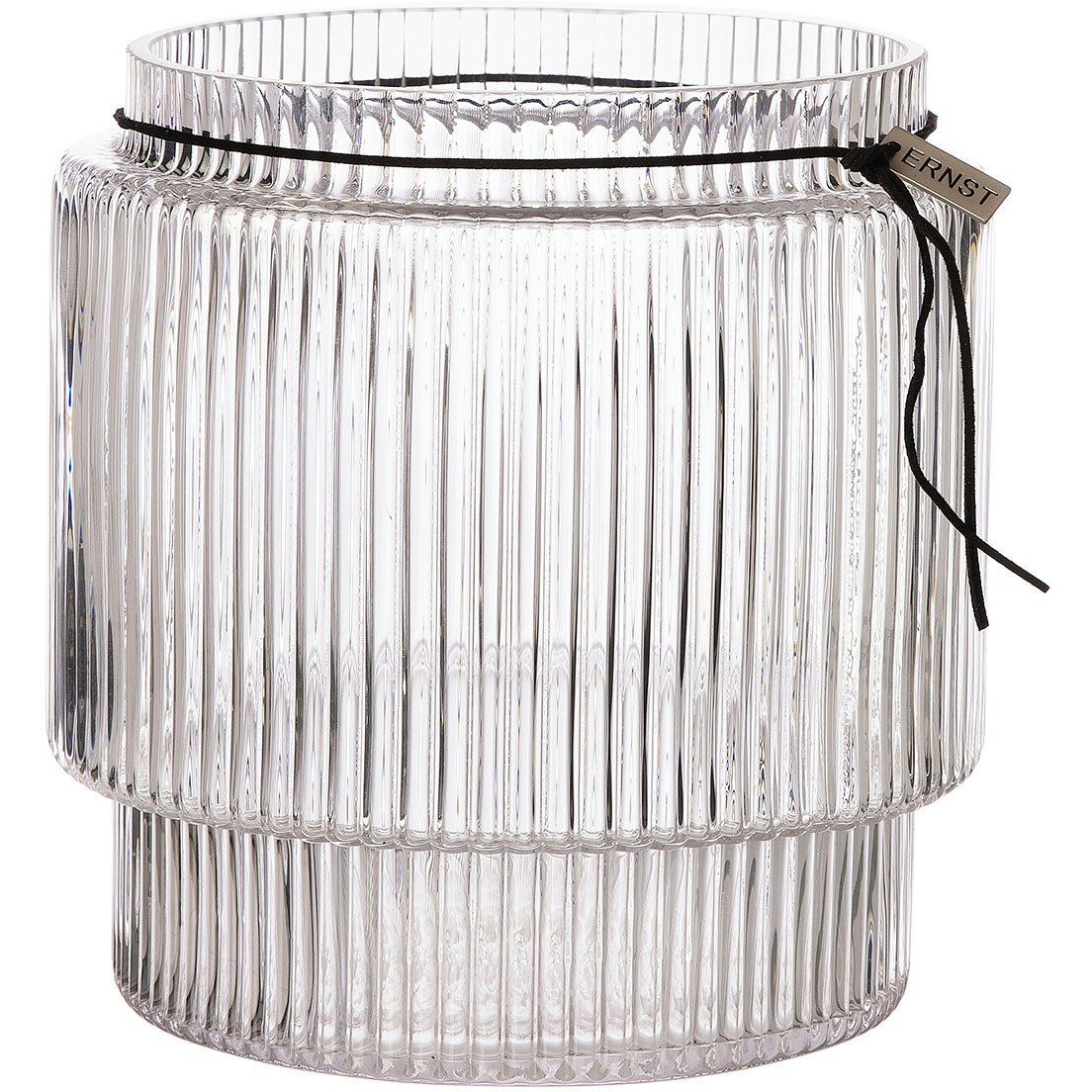 Ernst Vase / Lyslykte Med Riflet Struktur H20 Cm -  Vaser Glass Klar - 364327