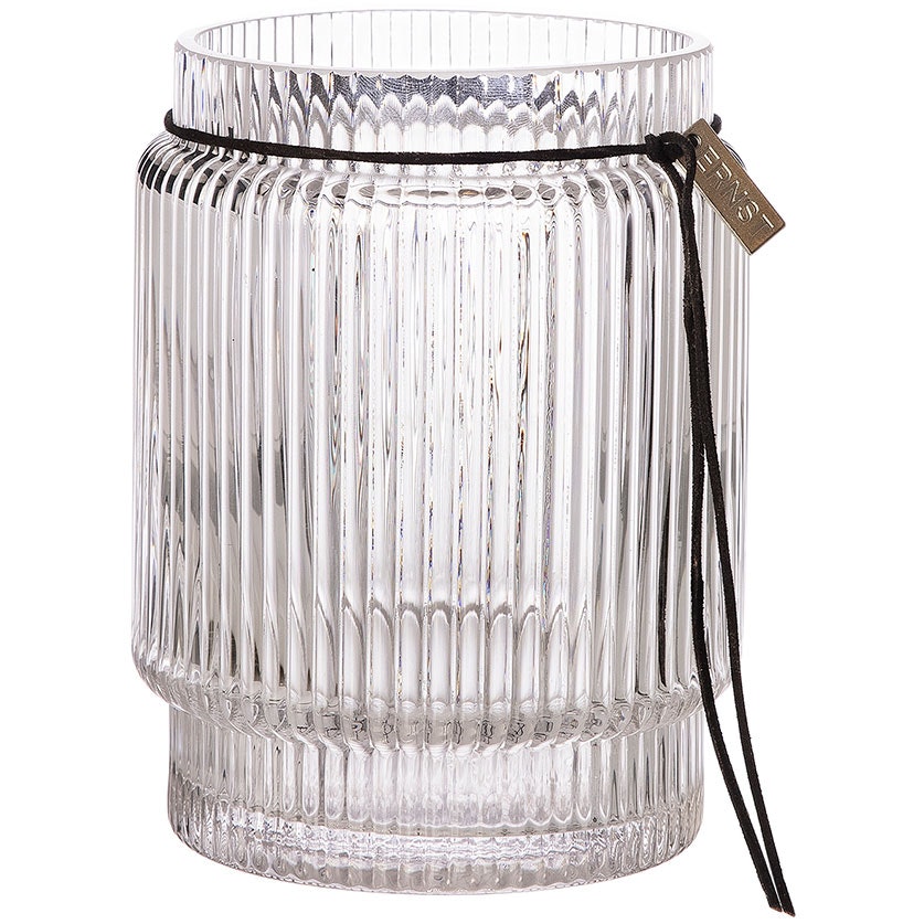 Ernst Vase / Lyslykte Med Riflet Struktur H10,8 Cm -  Vaser Glass Klar - 364325