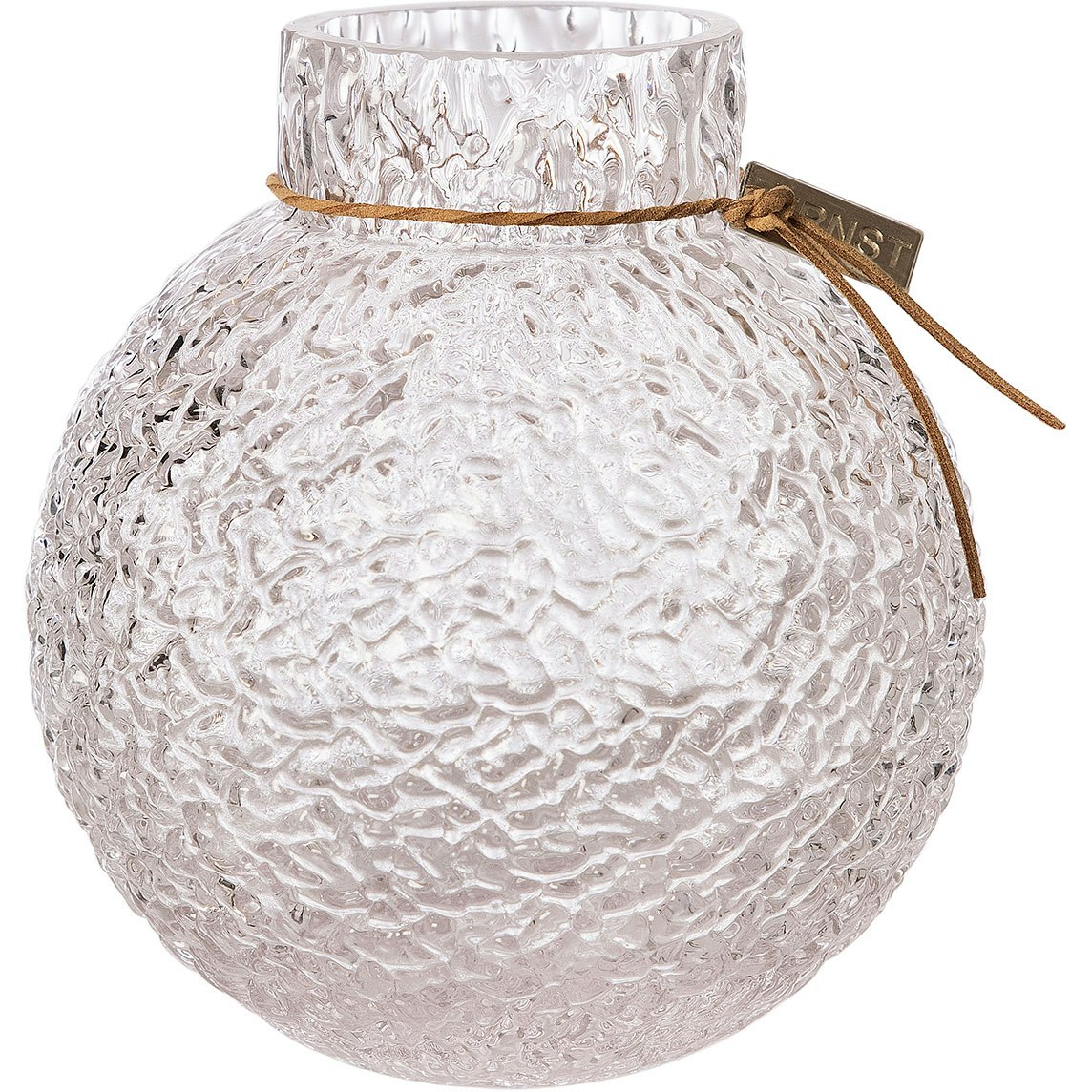 Ernst Vase Rund Med M&oslash;nstret Struktur H14 Cm -  Vaser Glass Klar - 364321