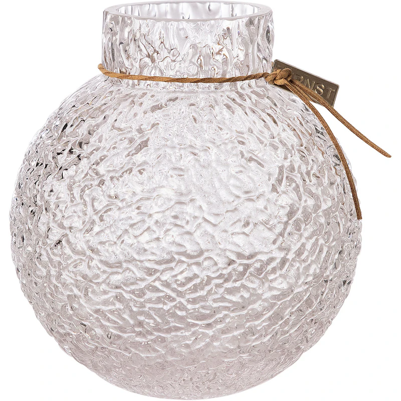 Glassvase Rund med Mønstret Struktur H14 cm