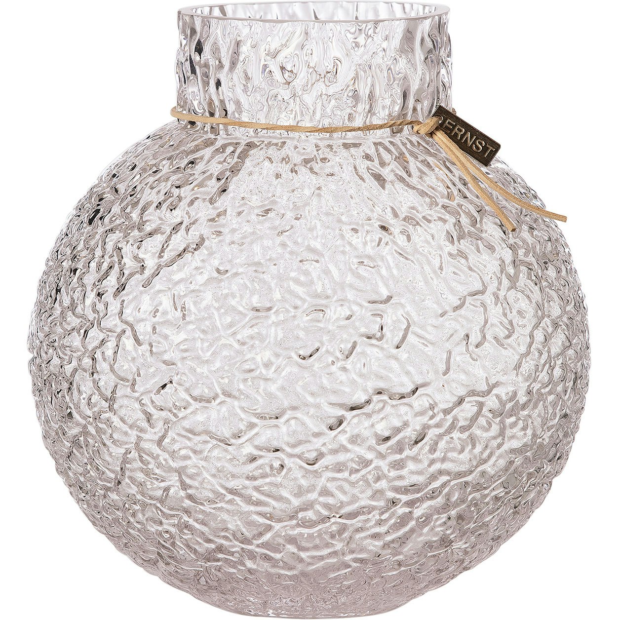 Ernst Vase Rund Med M&oslash;nstret Struktur H22 Cm -  Vaser Glass Klar - 364322