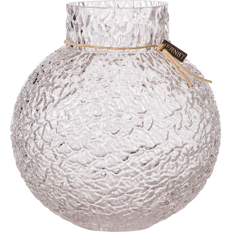 Glassvase Rund med Mønstret Struktur H22 cm