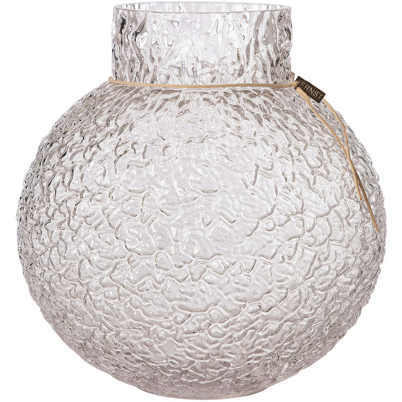 Ernst Vase Rund Med M&oslash;nstret Struktur H30 Cm -  Vaser Glass Klar - 364324