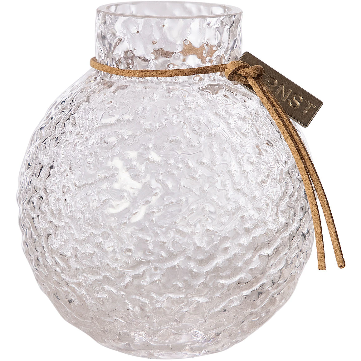 Ernst Vase Rund Med M&oslash;nstret Struktur H10 Cm -  Vaser Glass Klar - 364320