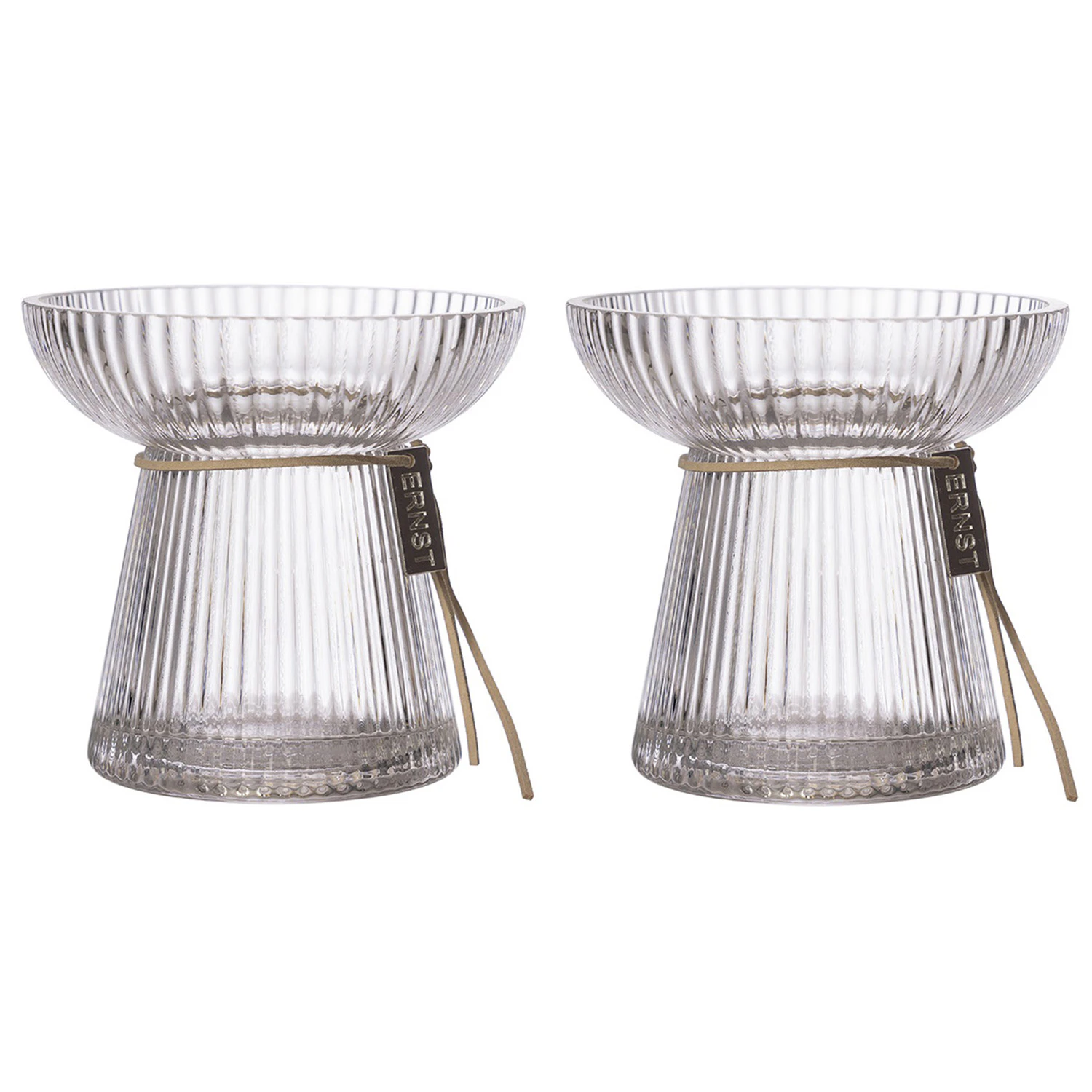 Ernst L&oslash;kvase Med Riflet Struktur 11 Cm 2-pk -  Vaser Glass Klar - 2X330308