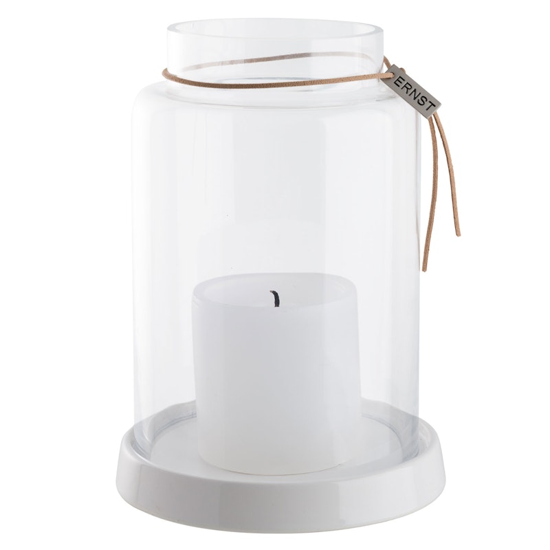 Lyslykt 20 cm, Hvit/Klar