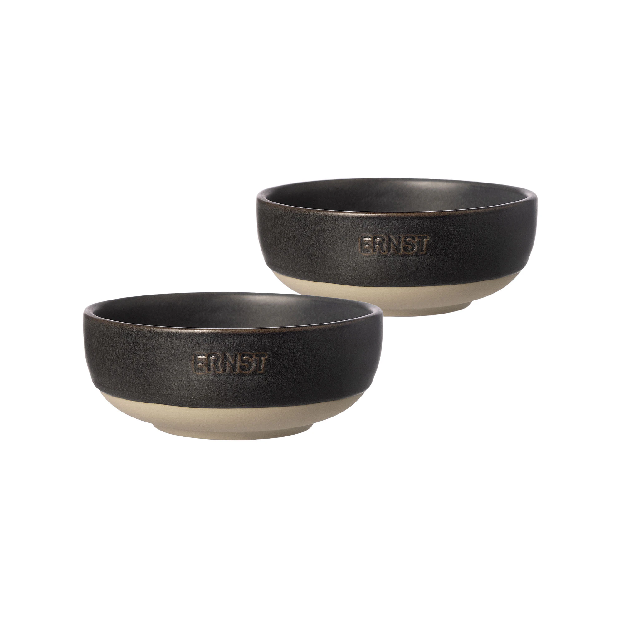 Ernst Sk&aring;l 2-pk ⌀ 11 Cm Natur / Matt Sort - Serveringssk&aring;ler Stengods Nature - 446786