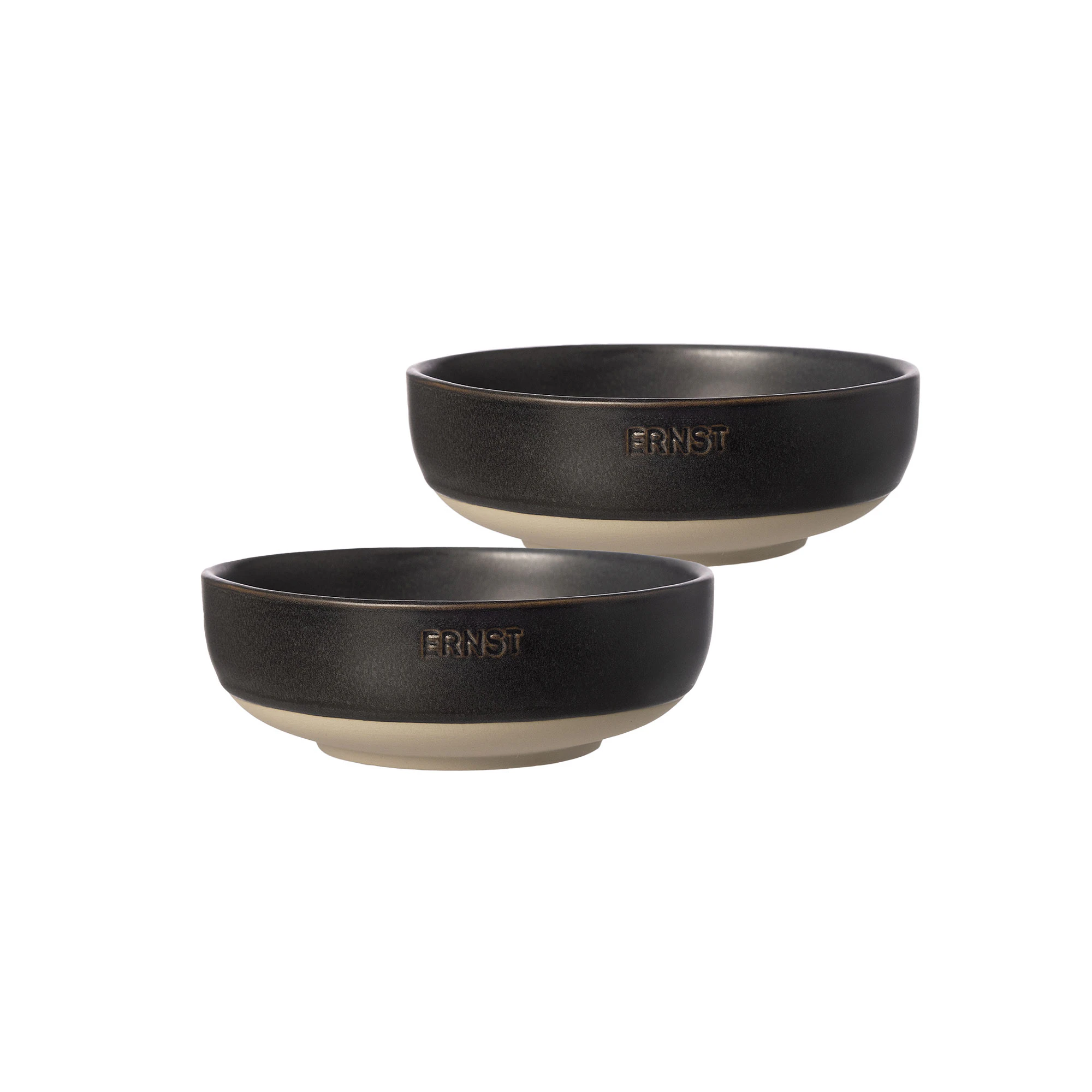 Ernst Sk&aring;l 2-pk ⌀ 14 Cm Natur / Matt Sort - Serveringssk&aring;ler Stengods Nature - 446787