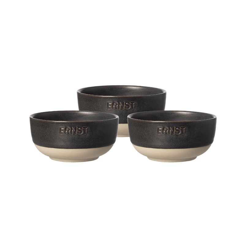 Skål 3-pk, Natur / Matt Sort
