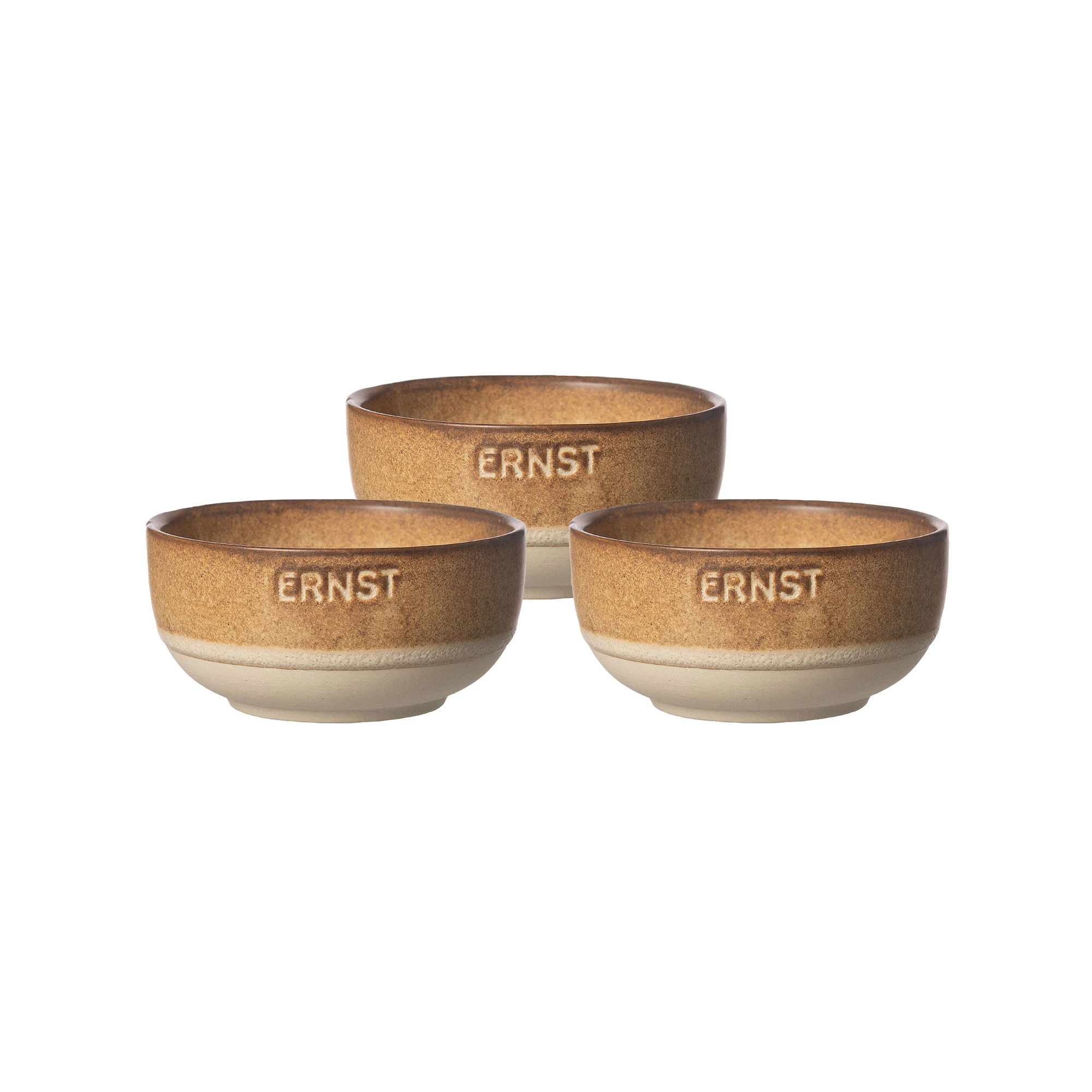 Ernst Sk&aring;l 3-pk / Natur - Serveringssk&aring;ler Stengods Brun - 446788