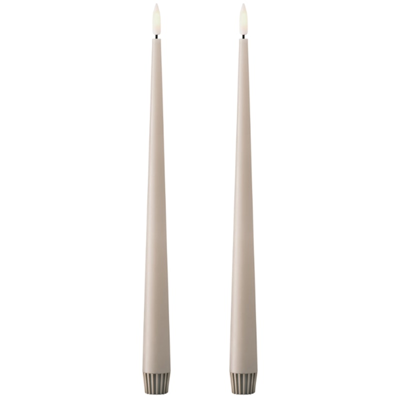 Led-Stearinlys 2-pk 30 cm, Linen Grey