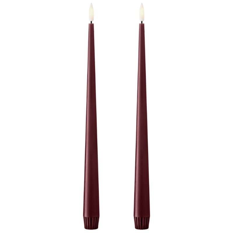 Led-Stearinlys 2-pk 30 cm, Deep Wine