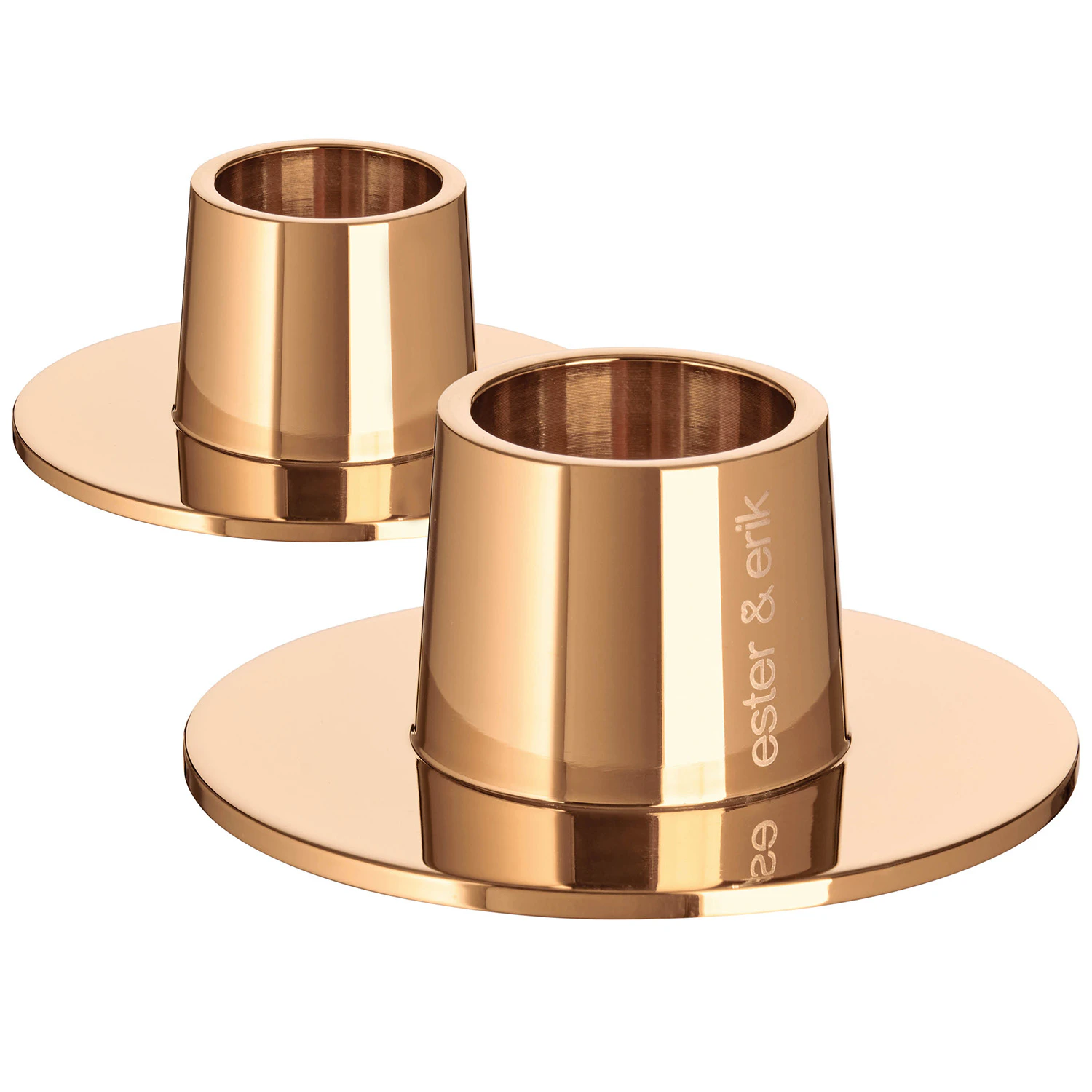 Ester & Erik Candleholders Medium/ Rose Gold/ Shiny/ 2pcs Lysestake Rose Gold -  Lysestaker Rustfritt St&aring;l Ros&eacute;gull - 777-70