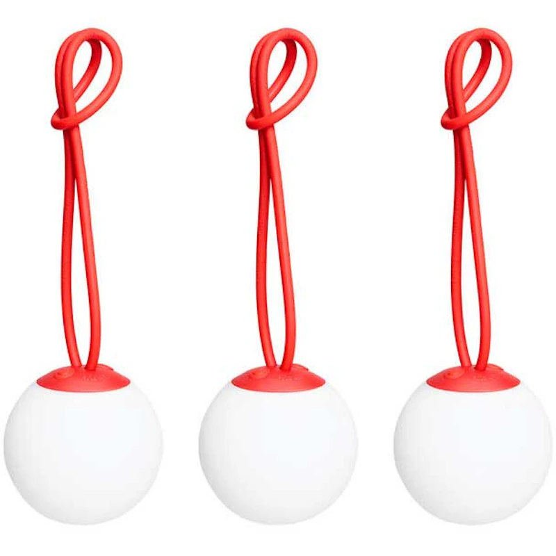 Bolleke Mini Bordlampe Bærbar 3-pk, Rød