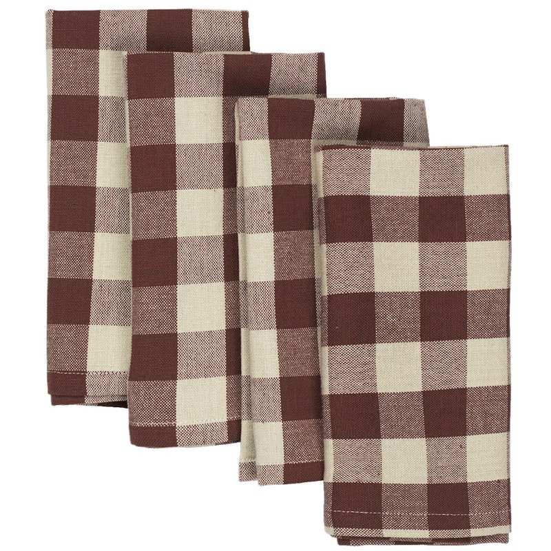 Bothy Check Tøyserviett 4-pk, Cinnamon / Grey Green