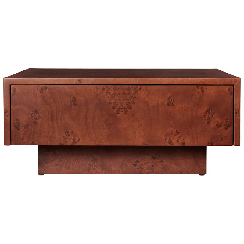 Burl Salongbord Med Oppbevaring 70x70 cm, Mørkbeiset Masurved