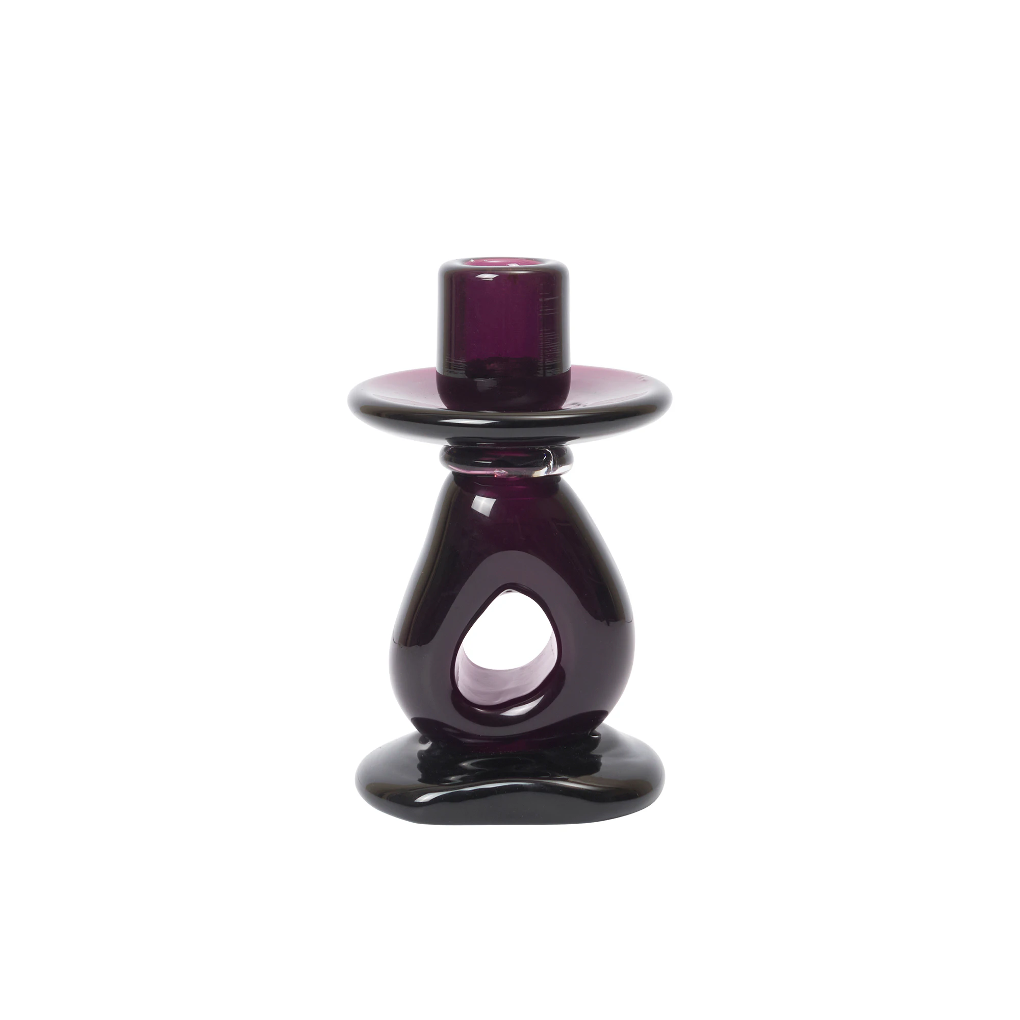 Ferm Living Damo Lysestake - Lysestaker Munnbl&aring;st Glass Dark Grape - 1104274409