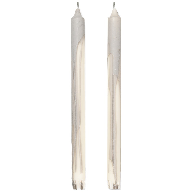 Dryp Stearinlys 30 cm 2-pk, Varmgrå