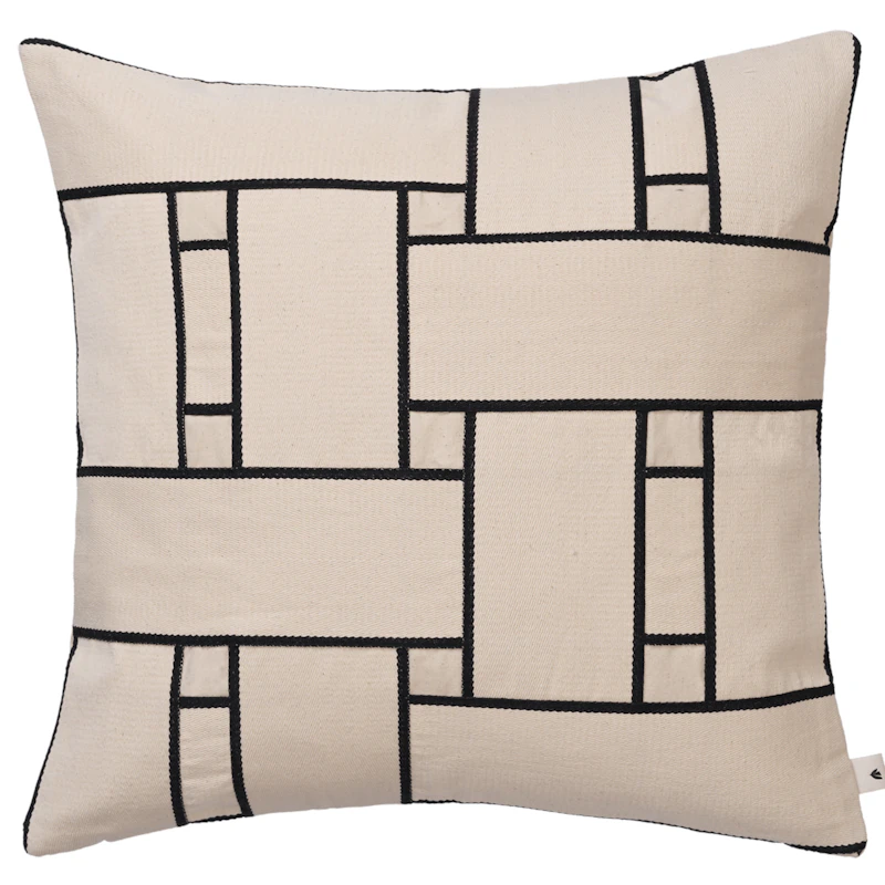 Lattice Offset Putetrekk 50x50 cm, Off-white/Sort